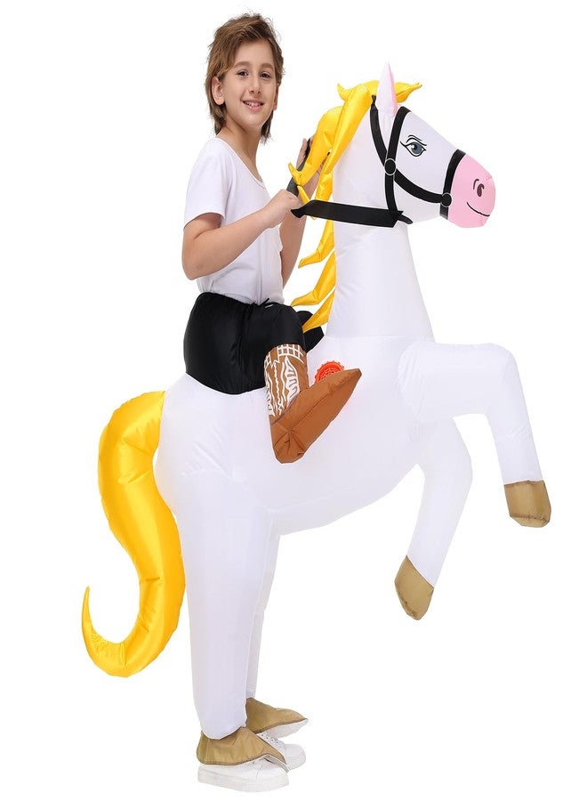 Stegosaurus Inflatable Horse Costume for Kids Halloween Blow up Costumes White Horse Costumes Funny Costumes for Boys Girls Cosplay Party - Image 1